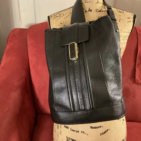 NWT Brahmin Maddie Sling Backpack in BLACK GRYPHON Brahmin Maddie Gryphon Medium Embossed Leather Sling Bag  main image 3